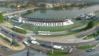 Linz - Danube, Nibelungen Bridge, castle