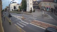 A square with a fountain, streets