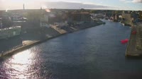 Beach, harbor, lighthouse